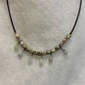 Fossil Vintage Leather Cord Beaded Necklacee